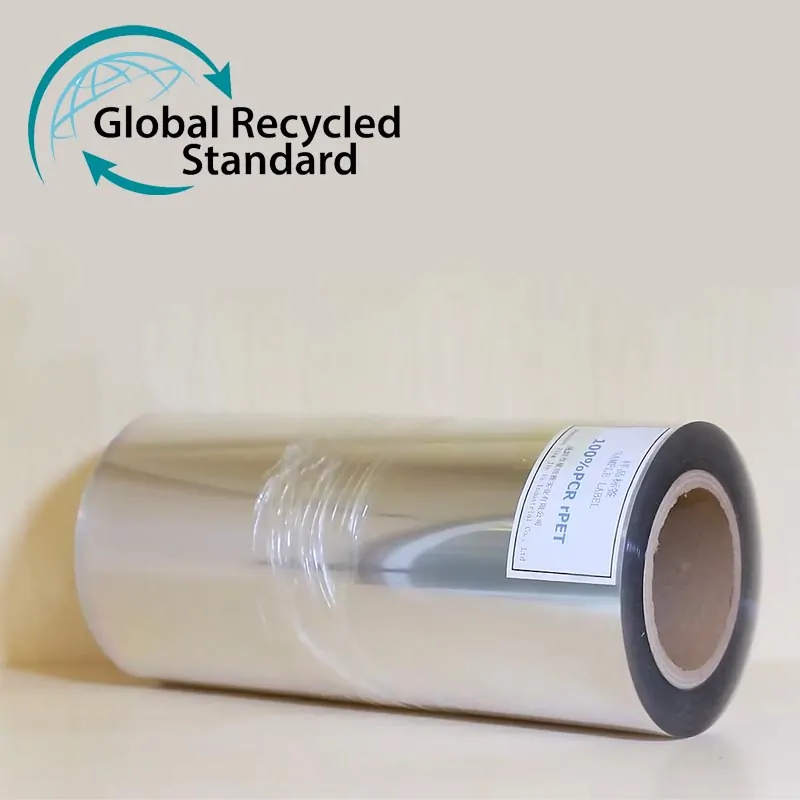 RPET Plastic Sheet Roll -- GRS Certified Recycled PET Material RPET plastic sheet roll with Global Recycled Standard certification logo